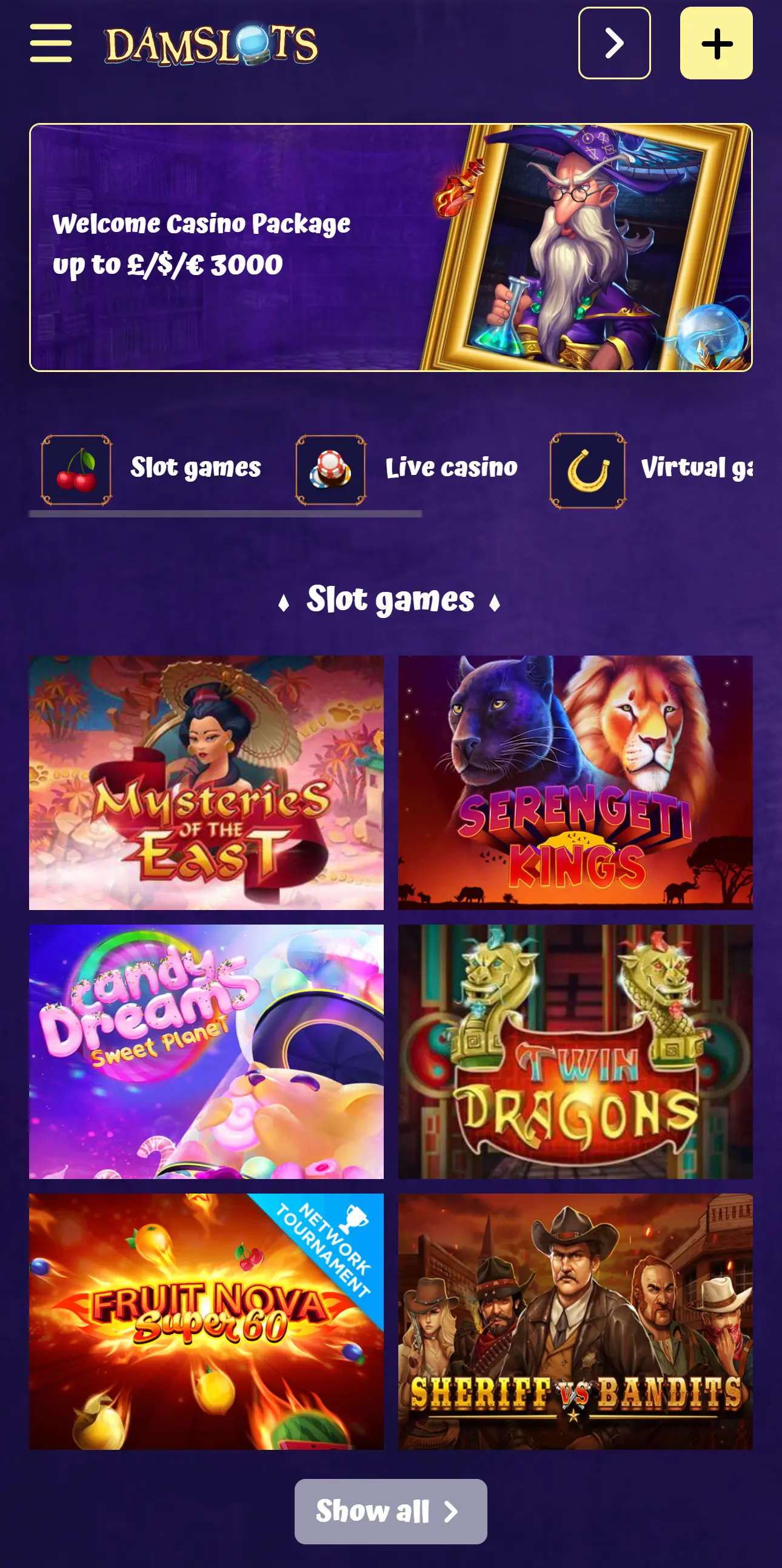 DamSlots Casino — mobiel